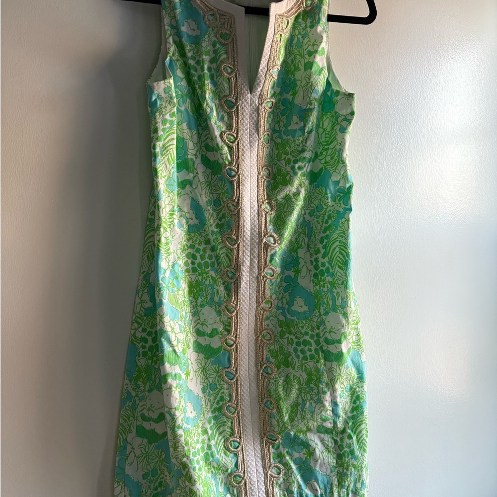 Lilly Pulitzer Vibrant Green and Blue Midi Dress